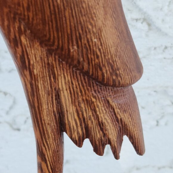 Hand-Carved Wooden Crane Sculpture – 13" Tall Elegant Bird Figurine - Picture 10 of 11